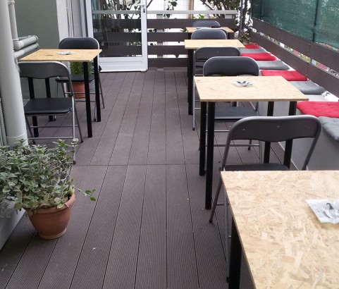 Wooden synthetic outdoor flooring in Athens Clinic Medical Centre