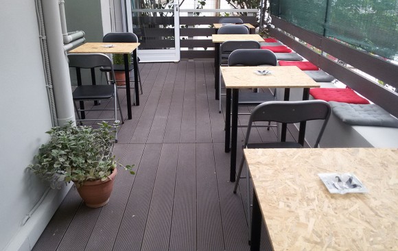 Wooden synthetic outdoor flooring in Athens Clinic Medical Centre